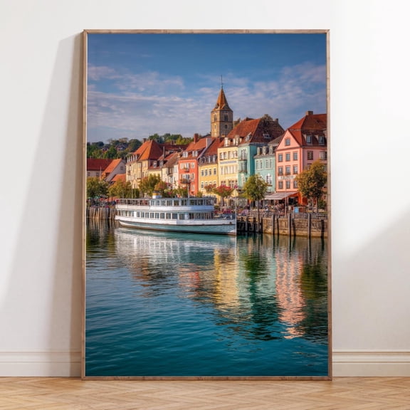 Konstanz Germany Lake Constance Harbor View Travel Wall Art, Unframed Paper Print Size 8x12
