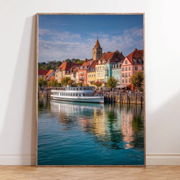 Konstanz Germany Lake Constance Harbor View Travel Wall Art Unframed Paper Print