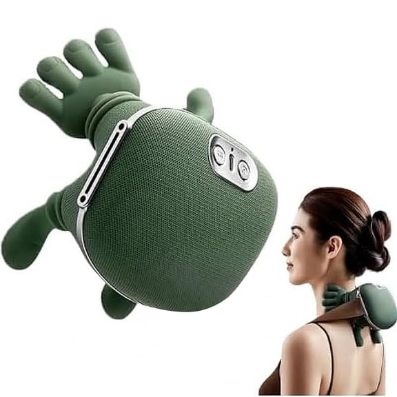 Konstreet for Electric Cordless Massage Pillow with Heat - Bionic Kneading for Deep Tissue Relief, 3 Modes for Shoulder, Neck, Back & Leg Muscle Relaxation, Home Office Use (Green)
