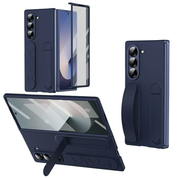Konstreet for Samsung Galaxy Z Fold 7 Protect Case with WristBand Stand,Bulit-in Screen & Lens Protection Shockproof Full Body Drop Fall Protection.(Blue)