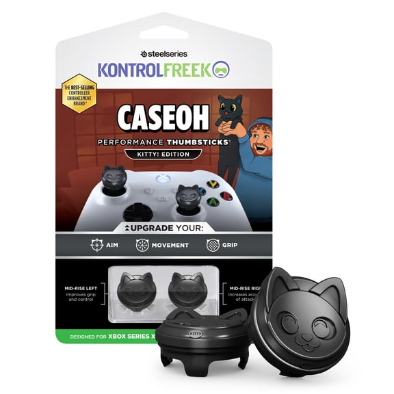 KontrolFreek CaseOh Performance Thumbsticks  Kitty! Edition | Xbox One & Xbox Series X Controller | Black