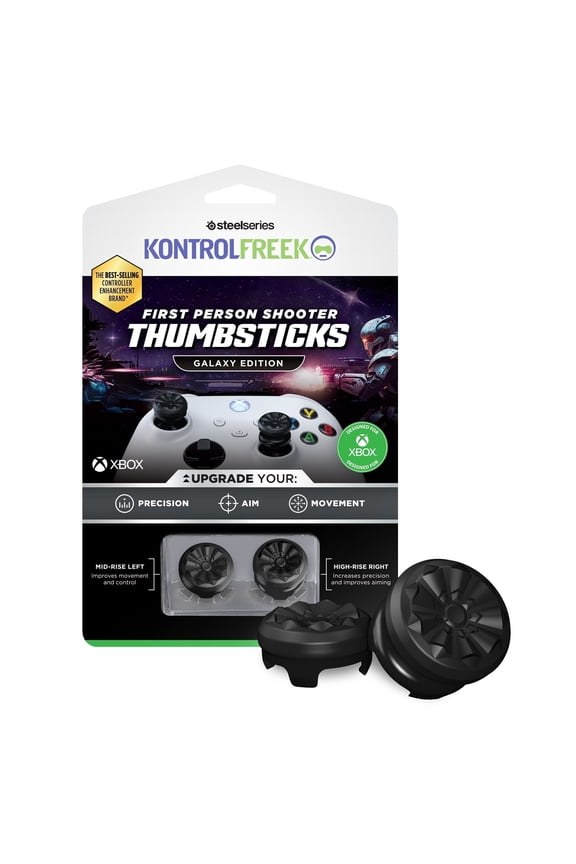 FPS Black Galaxy for Xbox One and Xbox Series X Controller | Performance Thumbsticks | 1 High-Rise, 1 Mid-Rise | Black Galaxy