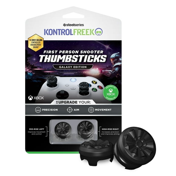 KontrolFreek FPS Black Galaxy for Xbox One and Xbox Series X Controller - Performance Thumbsticks - 1 High-Rise and 1 Mid-Rise - Black Galaxy