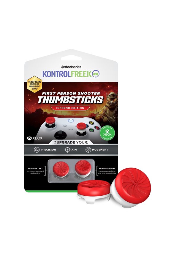 FPS Freek Inferno for Xbox One and Xbox Series X Controller | Performance Thumbsticks | 1 High-Rise, 1 Mid-Rise | Red/White