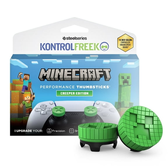 KontrolFreek Minecraft Creeper for Playstation 5 and Playstation 4 Controller - Performance Thumbsticks - Green