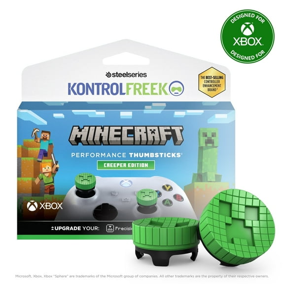 KontrolFreek Minecraft Creeper for Xbox One and Xbox Series X Controller - Performance Thumbsticks - Green