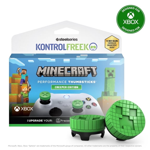 KontrolFreek Minecraft Creeper for Xbox One and Xbox Series X Controller - Performance Thumbsticks - Green