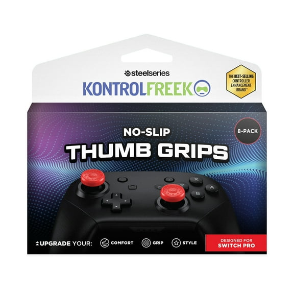KontrolFreek No-Slip Thumb Grips | For Nintendo Switch Pro Controller | 8-Pack | Red/Black/White/Dark Red