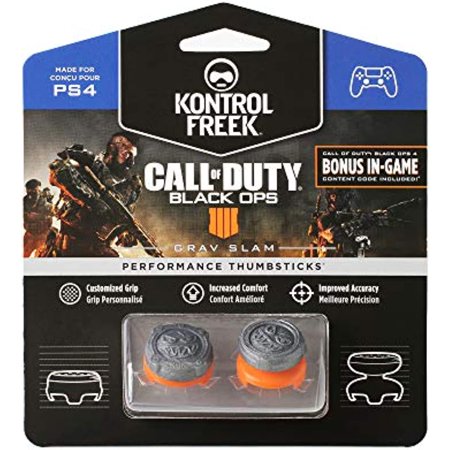 Kontrolfreek Call Of Duty: Black Ops 4 Grav Slam For Playstation 4 (Ps4) And Playstation 5 (Ps5) | Performance Thumbsticks | 1 High-Rise Convex, 1 Mid-Rise Convex | Gray/Orange