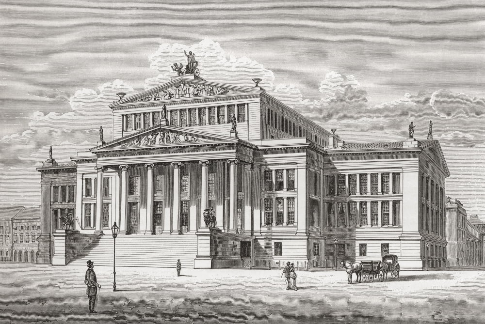 The Konzerthaus Berlin Gendarmenmarkt Square Berlin Seen Here In The Mid 19Th Century From Histoire Des Peintres Cole Allemande Published 1875 Canvas Art - Ken Welsh Design Pics (34 x 22)
