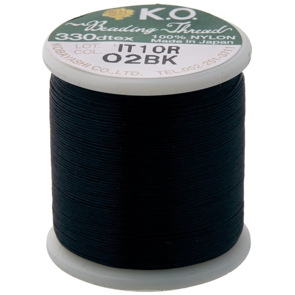 KooK K.O. Japanese Nylon Beading Thread for Delica Beads, 50m, Black