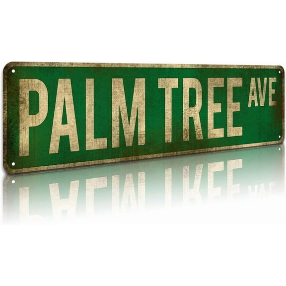 KooLL Palm Tree Ave Sign, Aluminum Slim Tin Sign Street Funny Metal Sign Wall Decor For Bedroom Home Bar Garage Art Gift 4x16inch