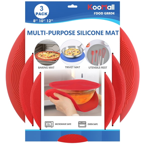 KooMall Multi-use Microwave Mat, 12, 10, 8 Inch, Heat Resistant, Spoon ...