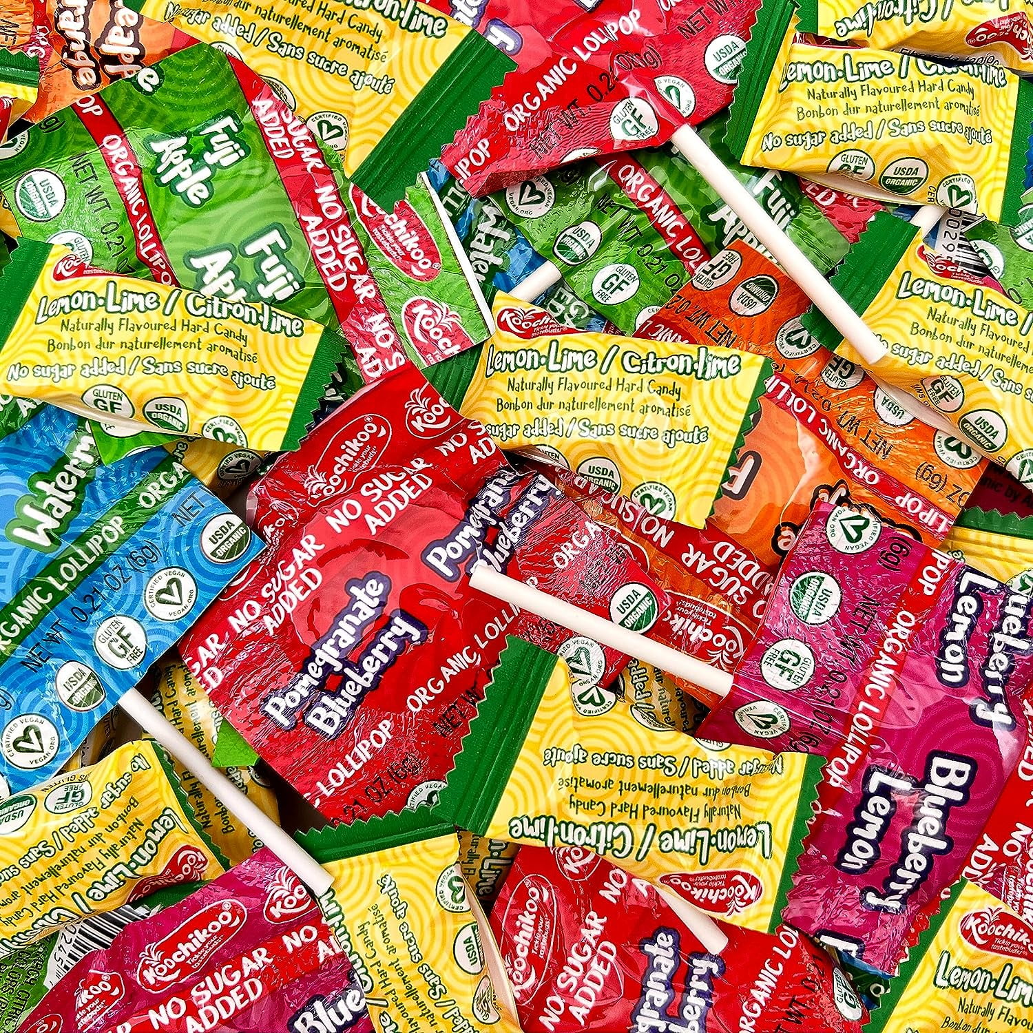 Koochikoo Organic & SugarFree Lollipops and Hard Candy, Assorted Fruit