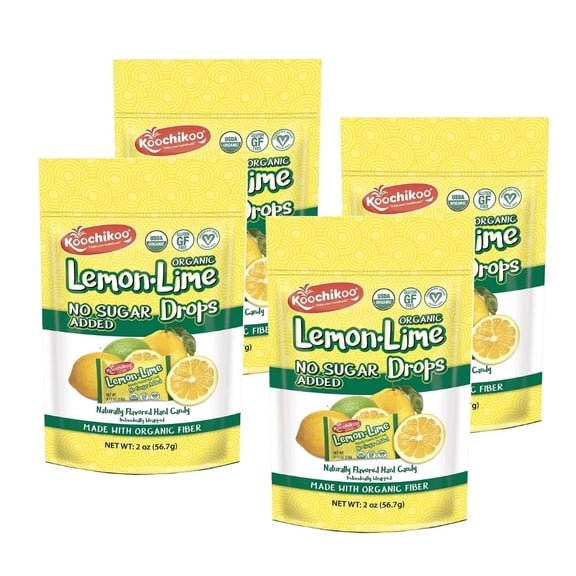 Koochikoo Sugar Free Organic Drops Pouch, Lemon Lime, 16 Ct (Pack - 4)