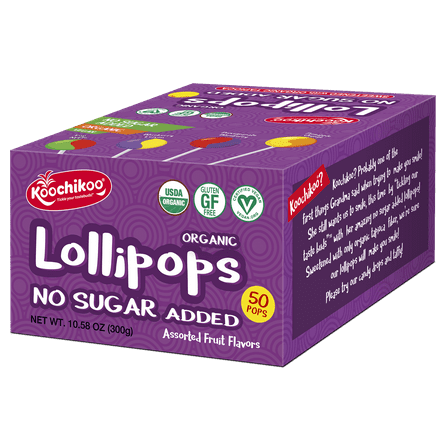 Koochikoo Sugar Free Organic Lollipop Display Box, 50 CT (Pack of 1)