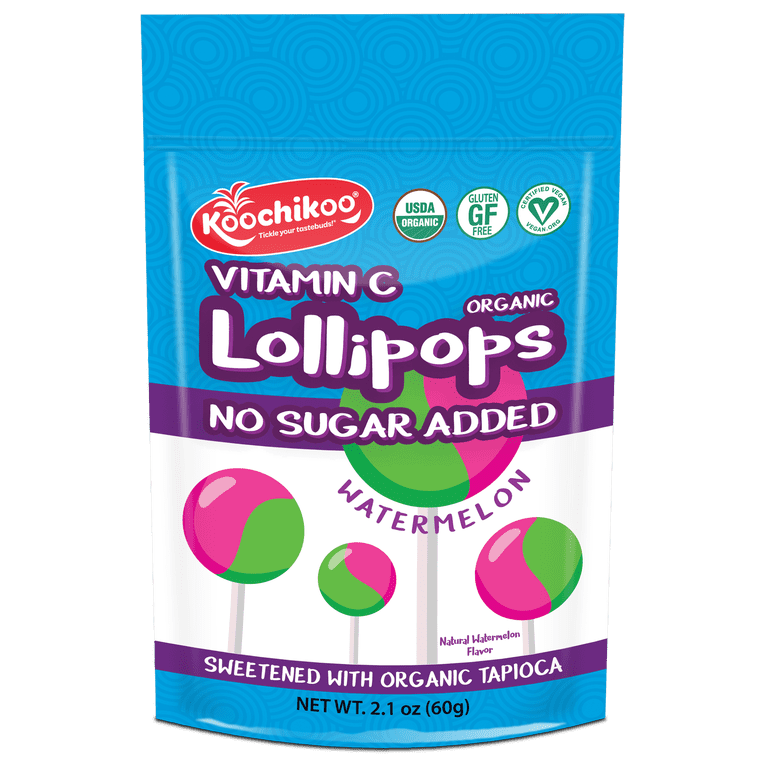Koochikoo Sugar Free Organic Lollipops with Vitamin C, Watermelon
