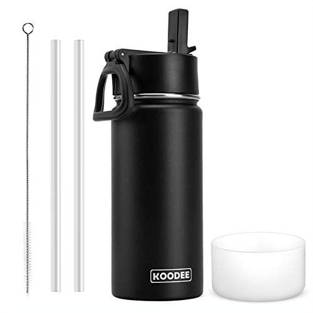 koodee Small Water Bottle 12 oz Stainless Steel Vacuum Insulated Water  Bottle for Boys Leak Proof Sports Water Bottles for School (Black)