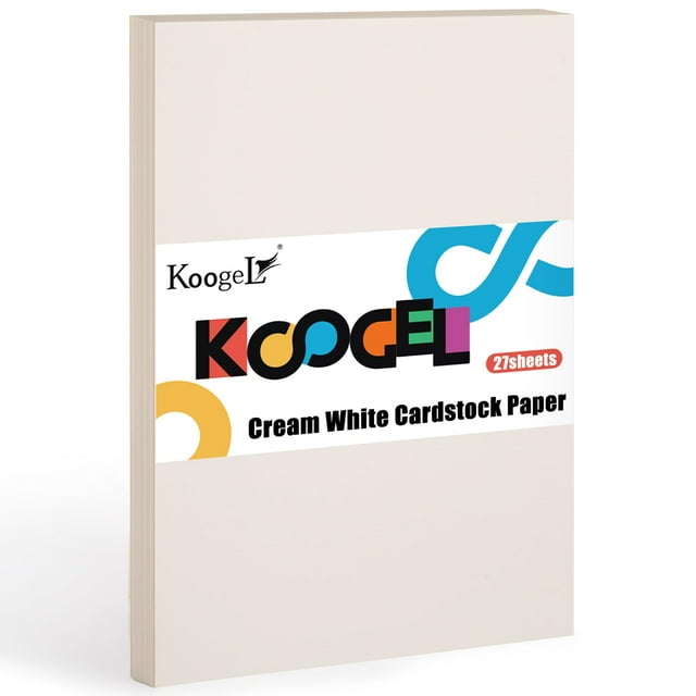 Koogel 27 Sheets A4 YPF5 Cardstock for Crafts, Ivory Cardstock Paper