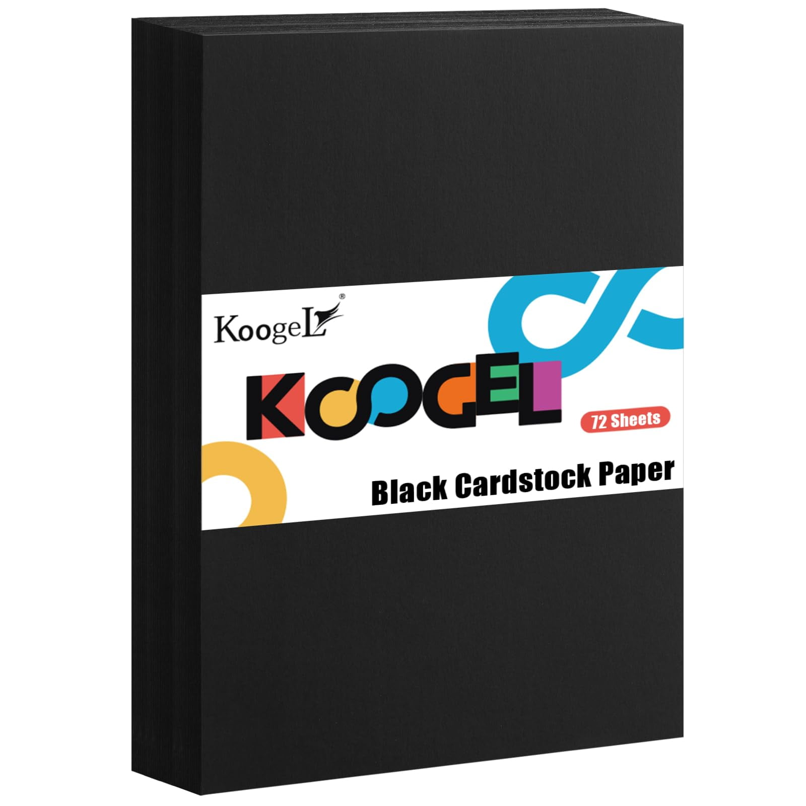 Koogel 72 Sheets Cardstock for Craft, Black Cardstock Paper A4