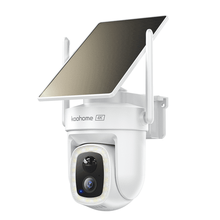 Koohome 4K Outdoor Security Camera, Solar/Battery, 360° Pan Tilt, Auto-Tracking, Wire-Free, Dual-Band Wi-Fi, AI Event Search