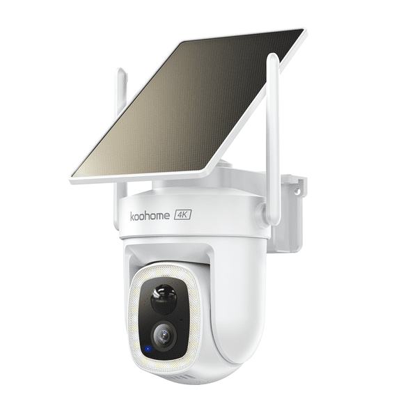 Koohome 4K Outdoor Security Camera, Solar/Battery, 360 Pan Tilt, Auto-Tracking, Wire-Free, Dual-Band Wi-Fi, AI Event Search