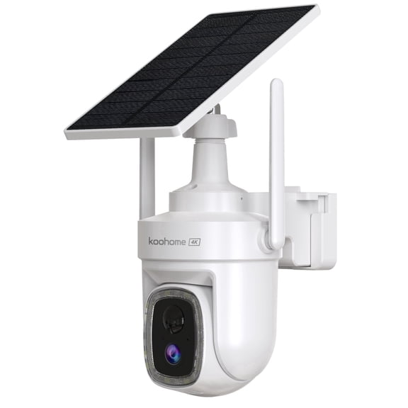 Koohome 4K Outdoor Security Camera, Solar/Battery, 360 Pan Tilt, Auto-Tracking, Wire-Free, Dual-Band Wi-Fi, AI Event Search