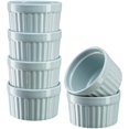 thumbnail image 1 of Kook 10 oz Porcelain Ramekins, Oven Safe, For Baking Pot Pies, Crème Brule, Lava Cake, Soup, Set of 6, Dusty Blue, 1 of 5