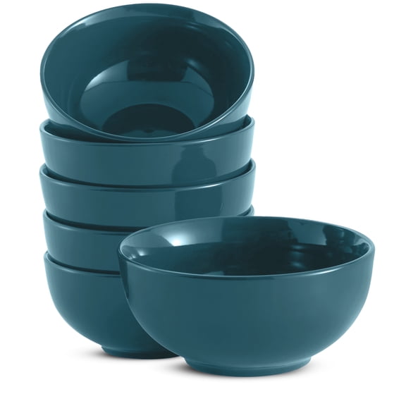Kook 24-Oz Ceramic Soup & Cereal Bowls, Set of 6, Teal – Microwave & Dishwasher Safe
