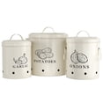 thumbnail image 1 of Kook 3-Pc Garlic, Onion and Potato Storage Kitchen Shelf Canister Set, Coconut Cream, 1 of 8