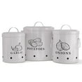 thumbnail image 1 of Kook 3-Pc Garlic, Onion and Potato Storage Kitchen Shelf Canister Set, Slate Gray, 1 of 8