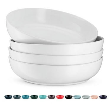 Kook 4-Pc Ceramic Pasta Bowl Set 40 Oz Stoneware Serving Bowls for Kitchen, White
