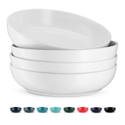 Kook 4-Pc Ceramic Pasta Bowl Set 40 Oz Stoneware Serving Bowls for Kitchen, White