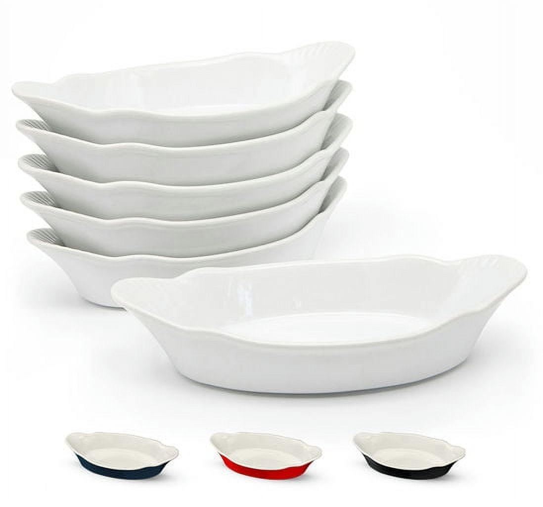 White Ceramic 18 oz Au Gratin Baking Dish Set
