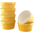 thumbnail image 1 of Kook 8 oz Porcelain Ramekins, Oven Safe, For Baking Pot Pies, Crème Brule, Lava Cake, Soup, Set of 6, Mustard, 1 of 4