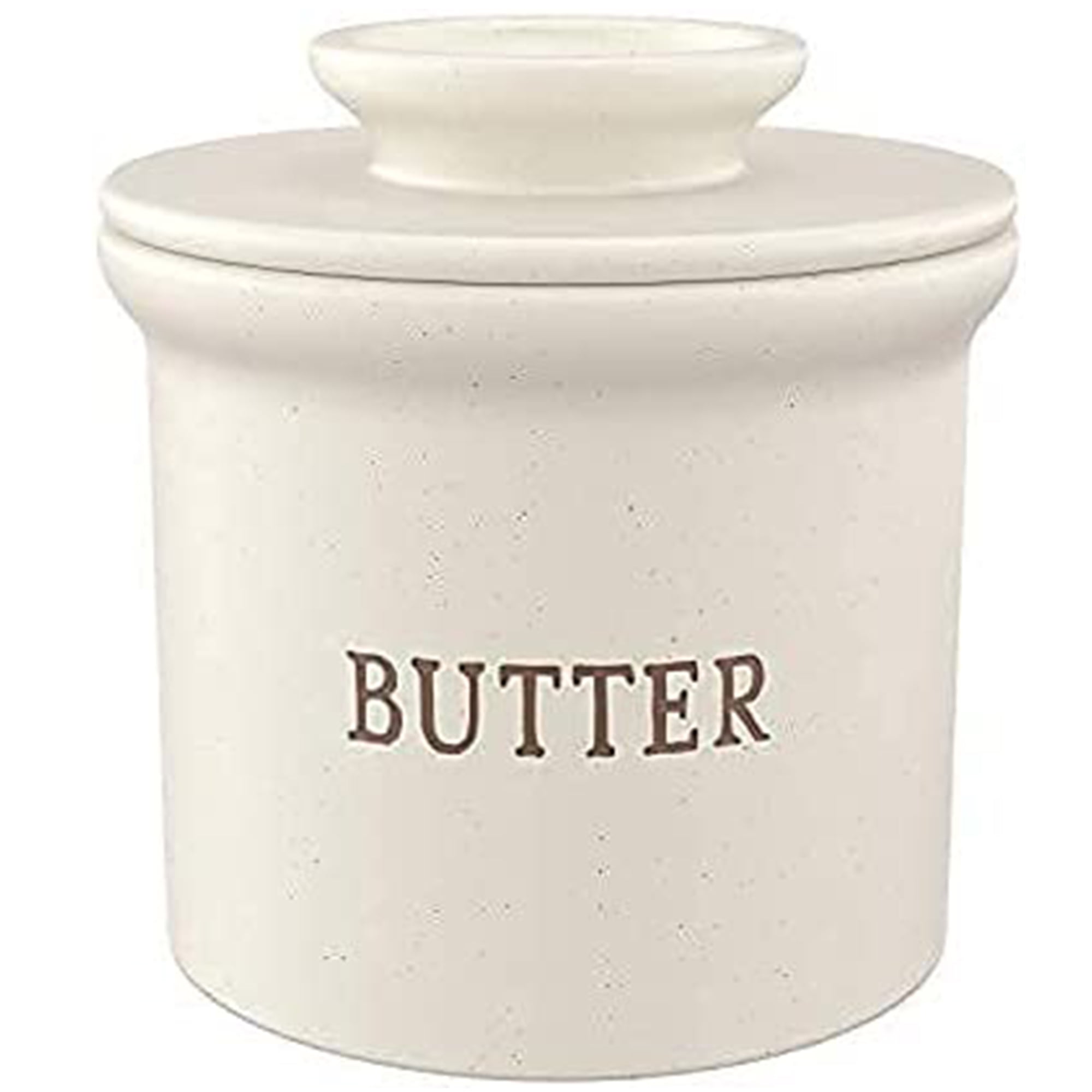Speckled Cream Ceramic Butter Keeper Dish with Lid