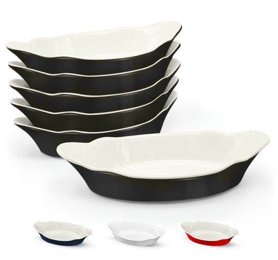 Black and White Ceramic Non-Stick Au Gratin Baking Dishes Set