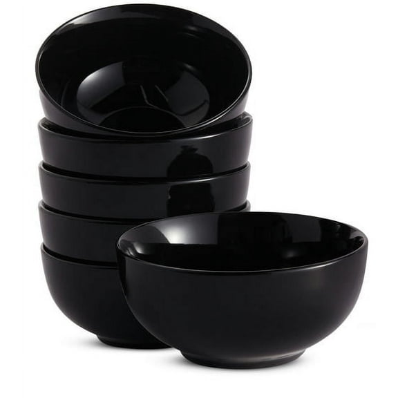 Kook Ceramic Cereal Bowls, Set of 6, 24 Oz, Black
