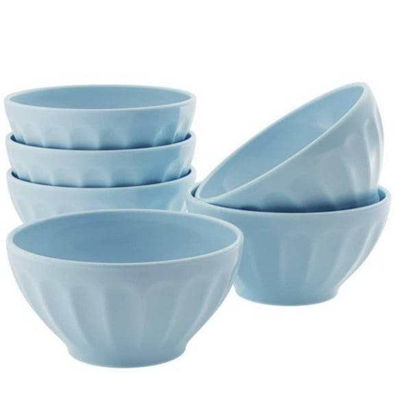 Kook Ceramic Cereal Bowls, Set of 6, 24 oz, Pale Blue
