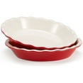 thumbnail image 1 of Kook Ceramic Deep Pie Dish with Wave Edge, 9 Inch, Cherry Red, 1 of 5