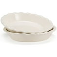 thumbnail image 1 of Kook Ceramic Deep Pie Dish with Wave Edge, 9 Inch, Ivory, 1 of 5