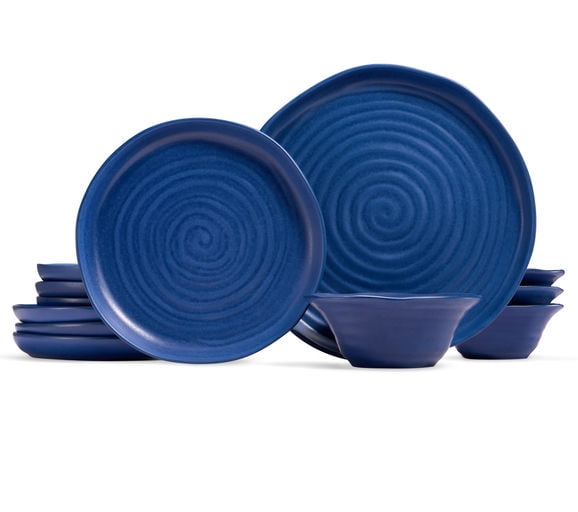 Navy Blue Ceramic Dinnerware Set, 12 Piece, Service for 4