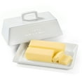 thumbnail image 1 of Kook Ceramic Extra Large Butter Dish with Lid, Embossed, White, 1 of 5