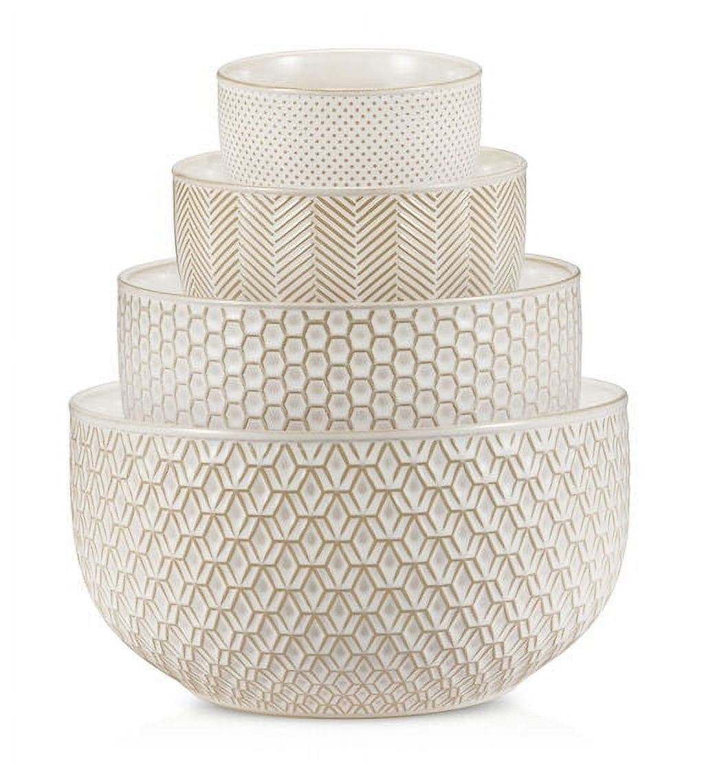 Ivory and Copper Ceramic Nesting Bowls Set of 4