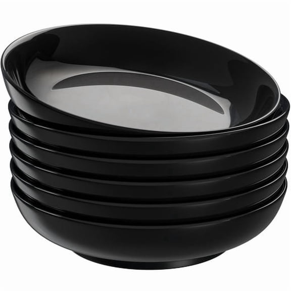 Kook Ceramic Pasta Bowls, Black, 32 oz, Set of 6