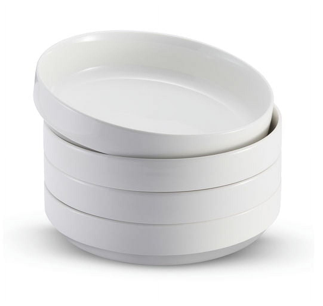 White Ceramic 47 oz Microwave and Dishwasher Safe Pasta Bowls, Set of 4