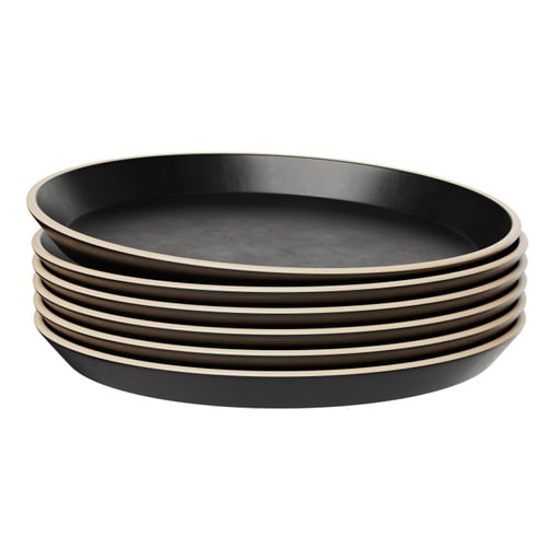 Kook Ceramic Salad Plates, Round Dishes, Set of 6, Charcoal Black