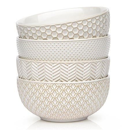 Kook Ceramic Soup Bowls, 24 oz, Set of 4, Narbonne Collection