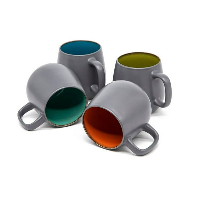 Kook Deco Large Coffee Mugs Set of 4, 21 Oz Multicolor Ceramic Mugs Drinkware