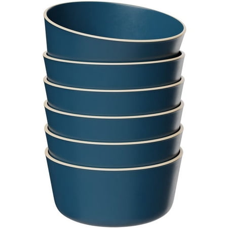 Kook Dinner Bowls Generously Sized, Set of 6, Navy Blue
